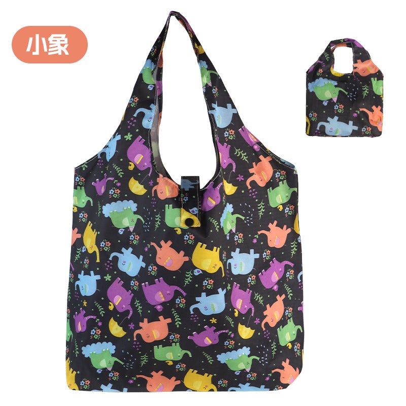 New Waterproof Large Capacity Folding Shopping Bag Printed Portable Handbag Environmentally Friendly Storage Bag - Image 1