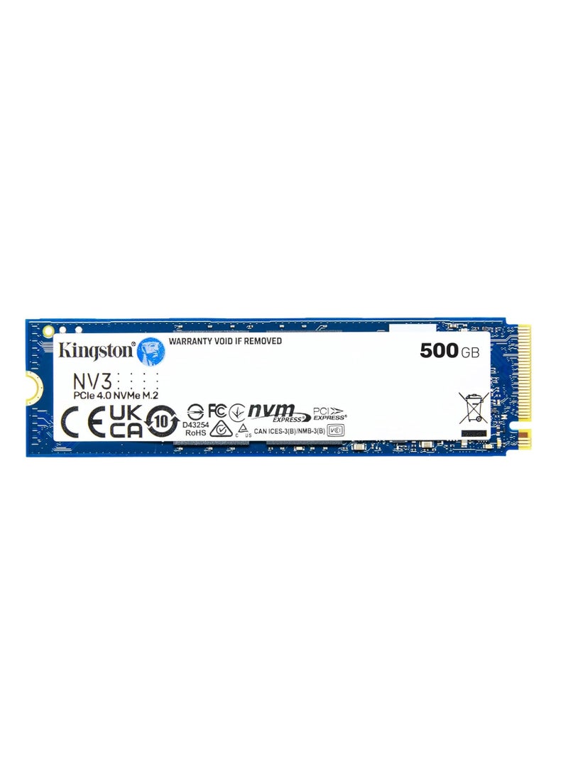 Kingston NV3 PCIe 4.0 NVMe Internal SSD 500GB M.2 2280, Ultra Fast Storage for Laptops, Up to 5000MB/s Read Speed - SNV3S/500G - Image 1
