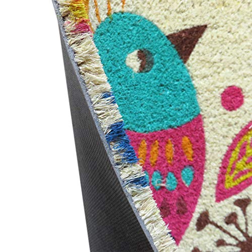 ATMAH Birdy Welcome Coir Door Mat 40 x 60 cm | Anti Slip PVC Backing | Dirt Trapper | Indoor & Covered Outdoor Entrance Mat | Natural - Image 5