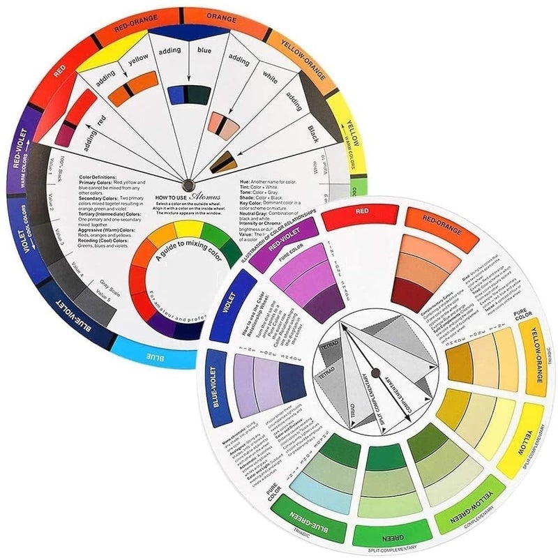 KRYTONEýColor Wheel Card ý A Handy Color Mixing Guide for Students, Amateurs and Professionals ý Definitions, Color Relationships, Color Wheel and More (BIG WHEEL(9.25inch)) - Image 1