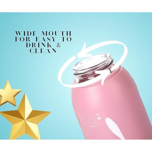 Glassbunny Cute Rabbit Water Bottle for Kids,School & Travel | Leak-Proof, Screw Top Lid | 380ml | Glass Material (Multi Color) - Image 4