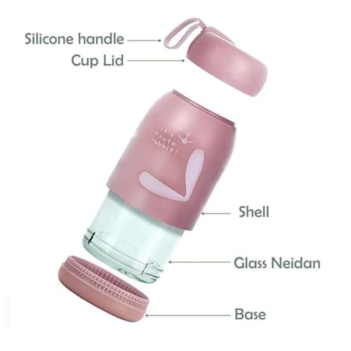 Glassbunny Cute Rabbit Water Bottle for Kids,School & Travel | Leak-Proof, Screw Top Lid | 380ml | Glass Material (Multi Color) - Image 2