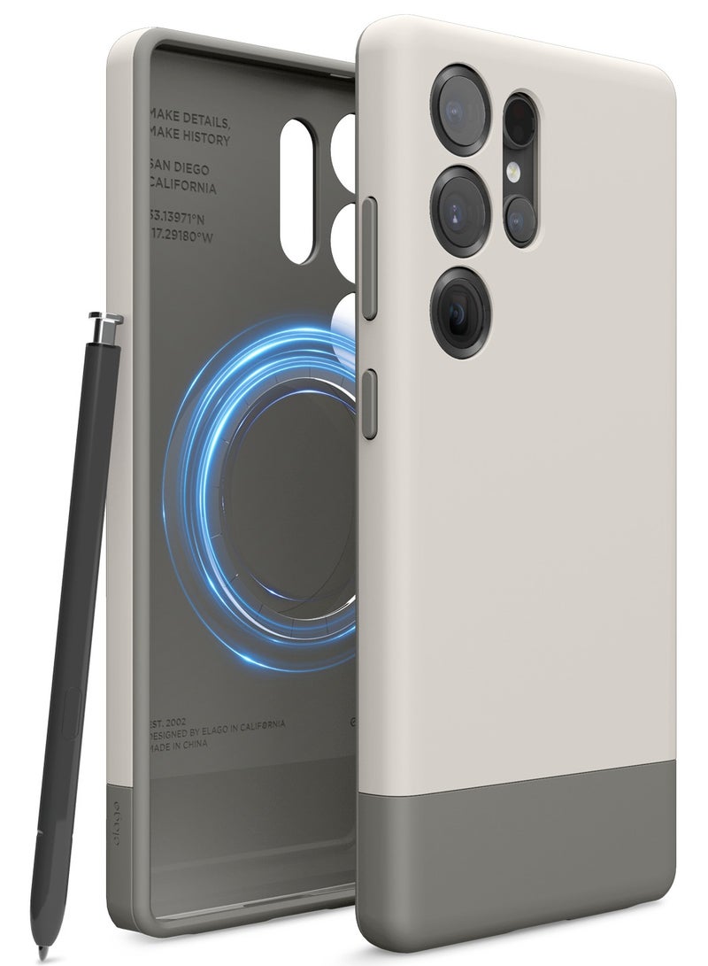 Elago Glide Magnetic Samsung Galaxy S25 Ultra Case Cover Magsafe Compatible Slim Shockproof Full Body Protection - Stone Medium Gray