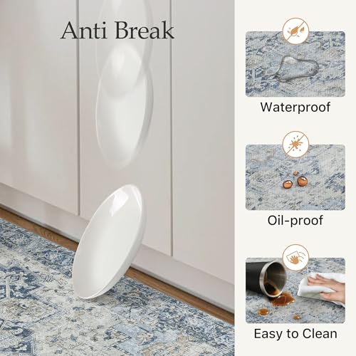 GENIMO Kitchen Mats for Floor 2PCs, Washable Anti Fatigue Mat for Cushioned, 17.3"x47"+17.3"x30", 0.4 inch, Waterproof Kitchen Rug, Non Slip Standing Mat for Home, Runner, Office, Laundry, Light Blue - Image 5