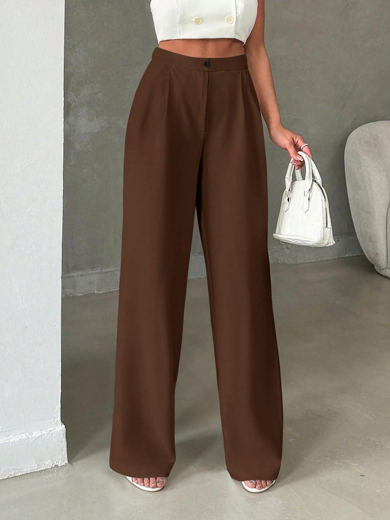 Toochki Trousers for Woman Pants Women's Formal Office Korean | Brown Track Pant | Straight | Cotton Spandex Stretchable Trouser | High-Waisted Bottom Wear - Image 4