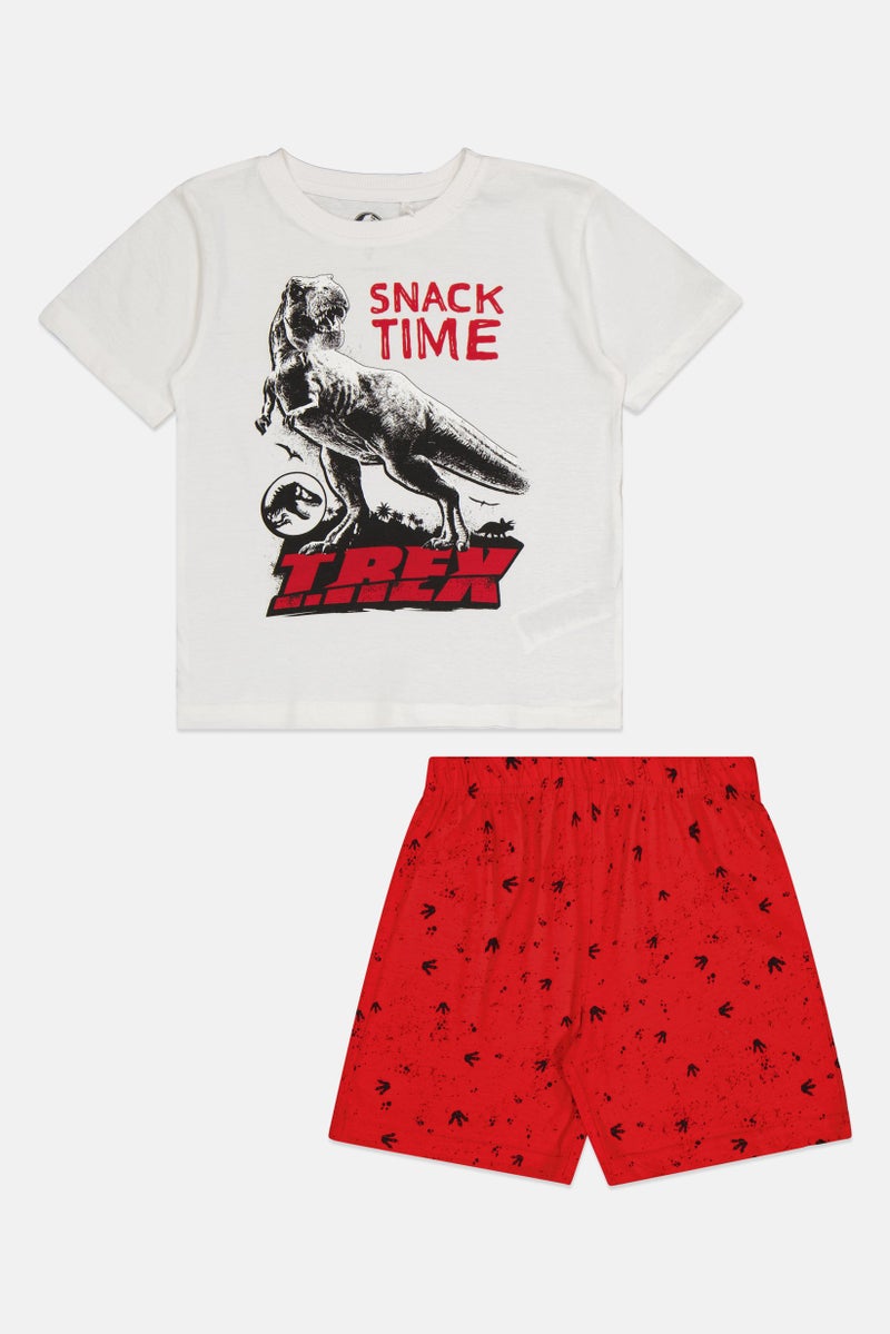 JURASSIC WORLD Kids Boy Graphic Print Top And Shorts Sleepwear Set, Multicolor - Image 1