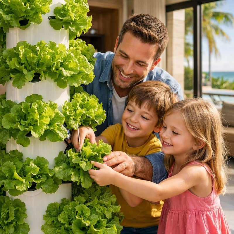 Vertical Hydroponic Growing System – 39‑Hole Aeroponic Tower with Automatic Irrigation and UV‑Resistant Components - CT