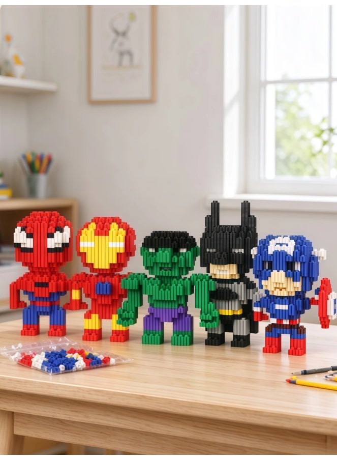 Q Version Avengers Heroes Mini Building Blocks Set, 5‑Pack Superhero Micro Bricks Model Kit, PP Plastic DIY Puzzle Toy, Collectible Decor Gift for Teens Adults 14+ - Image 2