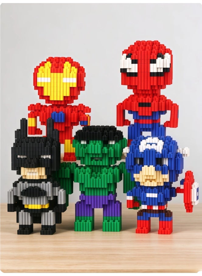 Q Version Avengers Heroes Mini Building Blocks Set, 5‑Pack Superhero Micro Bricks Model Kit, PP Plastic DIY Puzzle Toy, Collectible Decor Gift for Teens Adults 14+ - Image 1