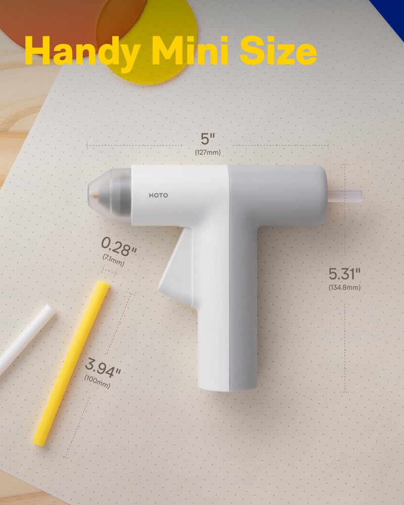 HOTO Cordless Hot Glue Gun, Minimalist Style, 30s Heating Fast, Smart Power-off, Compact Size, Intelligent Temperature Control, USB-C Rechargeable,10 Mini Sticks for Crafts, DIY Arts, Home Repairs - Image 3