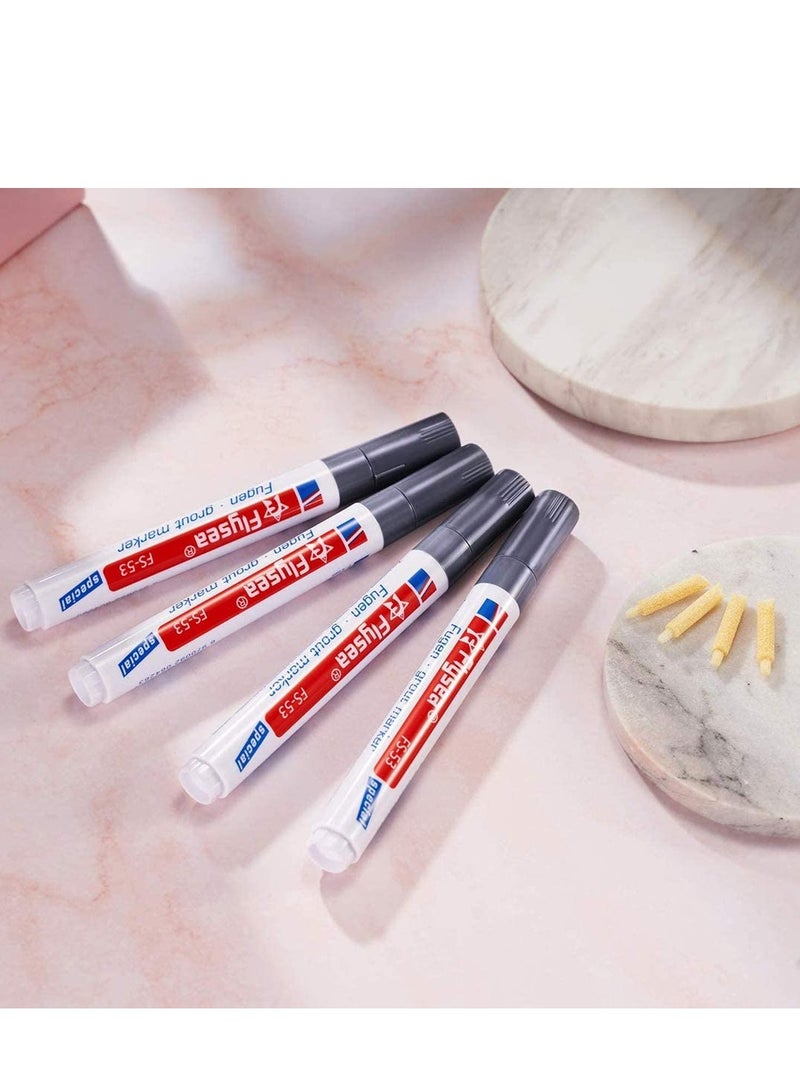 6 Pieces Tile Pen Wall Grout Restorer Pen Repair Marker Grout Filler Pen for Restoring Tile Grout Wall Floor Bathrooms and Kitchen Beige