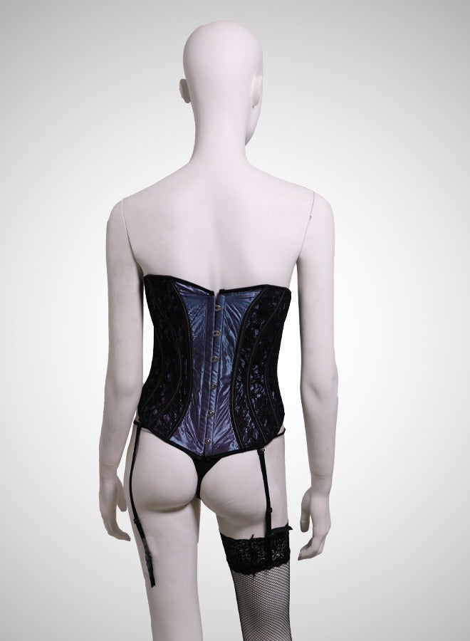 ovitio A black and blue lingerie set with lace details, consisting of three pieces - Image 2