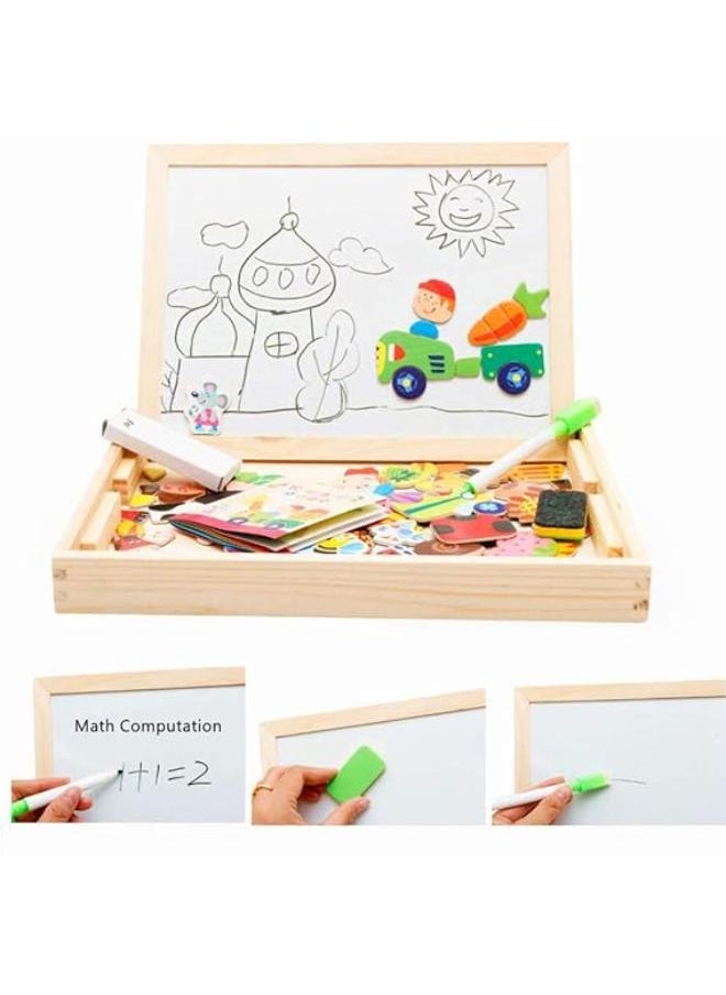 Generic Felly Montessori Toys 3 4 5 Years, Educational Games Magnetic Whiteboard Wooden Puzzle Puzzle, Magnetic Double-Sided Drawing Board for Kids Children Girl (Farm)  - Image 2