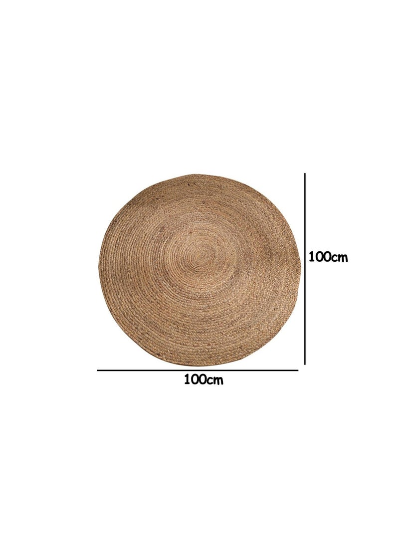 HOME TASTE Round Jute Rug Capret Natural Jute Rug Carpet Soft Fluffy Boho Rug Carpet Natural Handmade Braided Jute Rugs For Living Room Rug, Kitchen, Farmhouse (100 Cm) - Image 2