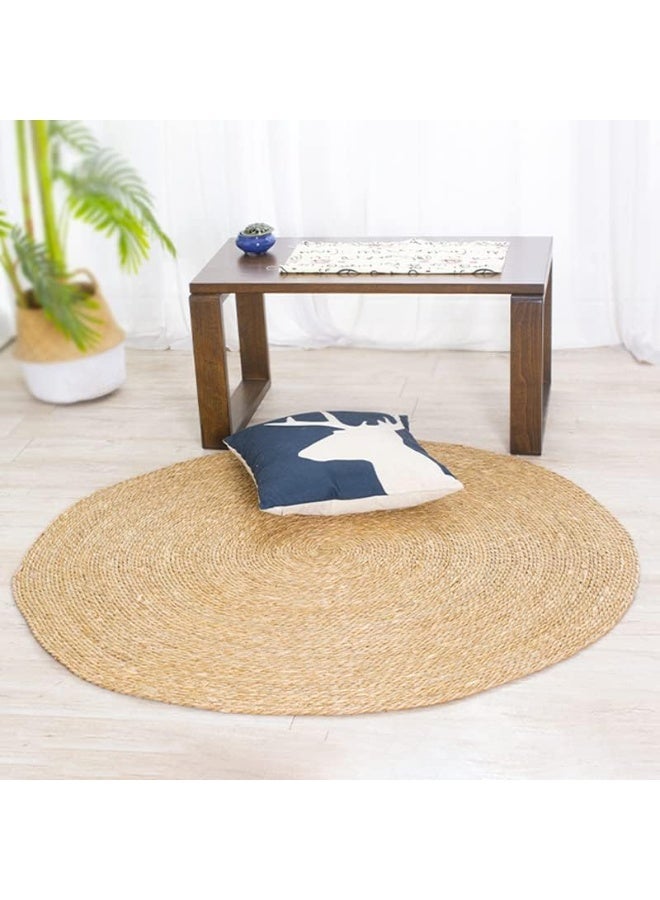 HOME TASTE Round Jute Rug Capret Natural Jute Rug Carpet Soft Fluffy Boho Rug Carpet Natural Handmade Braided Jute Rugs For Living Room Rug, Kitchen, Farmhouse (100 Cm) - Image 5