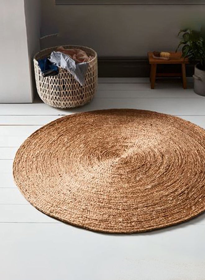 HOME TASTE Round Jute Rug Capret Natural Jute Rug Carpet Soft Fluffy Boho Rug Carpet Natural Handmade Braided Jute Rugs For Living Room Rug, Kitchen, Farmhouse (100 Cm) - Image 1