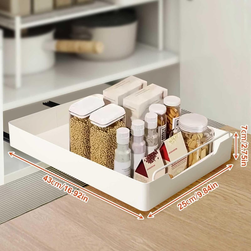 Suicune White Slide Out Pantry Drawers with Cuttable Waterproof Liner Metal Heavy Duty No Drill Corner Sliding Sturdy Shelf Storage for Kitchen Bathroom - Image 4