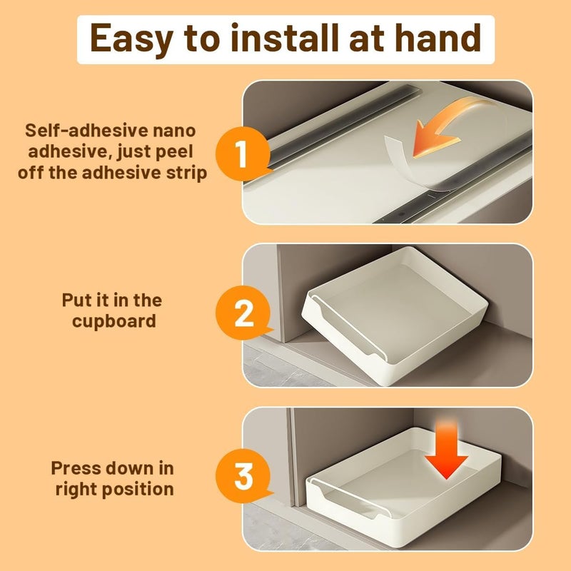 Suicune White Slide Out Pantry Drawers with Cuttable Waterproof Liner Metal Heavy Duty No Drill Corner Sliding Sturdy Shelf Storage for Kitchen Bathroom - Image 3