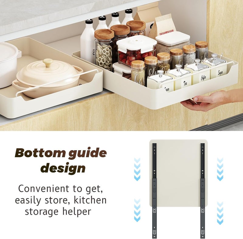 Suicune White Slide Out Pantry Drawers with Cuttable Waterproof Liner Metal Heavy Duty No Drill Corner Sliding Sturdy Shelf Storage for Kitchen Bathroom - Image 2