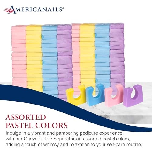 AMERICANAILS .COM Americanails Onezeez Individual Toe Separators Assorted Pastel Colors Extra Soft Comfortable Only Two Separators Per Foot Perfect Pedicure Polish Application Professional Quality 144ct - Image 5