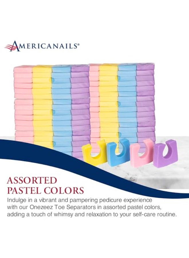 AMERICANAILS .COM Americanails Onezeez Individual Toe Separators Assorted Pastel Colors Extra Soft Comfortable Only Two Separators Per Foot Perfect Pedicure Polish Application Professional Quality 144ct - Image 4