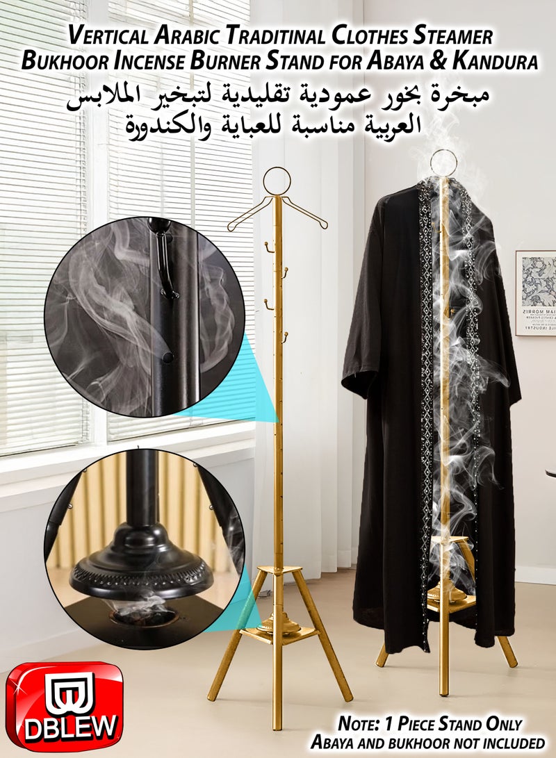 DBLEW Vertical  Arabic Bukhoor Clothes Steamer Stand for Abaya Kandura Thobe 185cm Tall Carbon Steel Incense Burner with Umbrella Smoke Cap, 360° Steam Holes & Hanger for Traditional Garment Fragrance Dukhoon Bakhoor Oudh Al Makhmoukh Haneen Asrar Rehab Haramain - Image 1