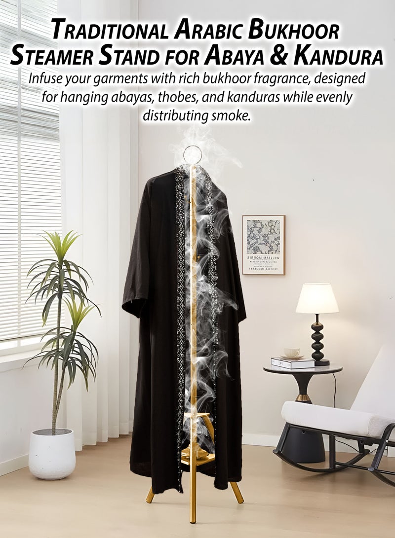 DBLEW Vertical  Arabic Bukhoor Clothes Steamer Stand for Abaya Kandura Thobe 185cm Tall Carbon Steel Incense Burner with Umbrella Smoke Cap, 360° Steam Holes & Hanger for Traditional Garment Fragrance Dukhoon Bakhoor Oudh Al Makhmoukh Haneen Asrar Rehab Haramain - Image 5