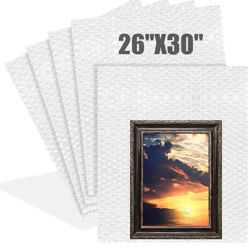 Dunzoom 5 Pack 26 * 30 Inch Extra Large Bubble Pouches Clear Bubble Pouch Wrap Bags for Packing Shockproof Cushioning Wrap Bag for Shipping Moving Fragile Dishes China Plates Painting Fragile Items - Image 1