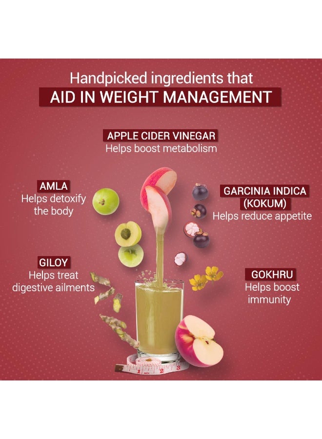 سيسا عصير SESA Ayurvedic Activslim | يساعد في التحكم بالوزن | مُحضّر من خل التفاح | مشروب صحي | خالٍ من السكر المضاف والألوان والنكهات (عبوة من قطعتين) - Image 3