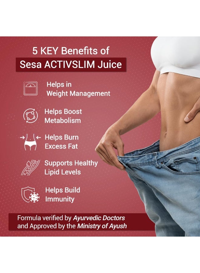 سيسا عصير SESA Ayurvedic Activslim | يساعد في التحكم بالوزن | مُحضّر من خل التفاح | مشروب صحي | خالٍ من السكر المضاف والألوان والنكهات (عبوة من قطعتين) - Image 4