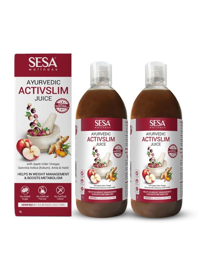 سيسا عصير SESA Ayurvedic Activslim | يساعد في التحكم بالوزن | مُحضّر من خل التفاح | مشروب صحي | خالٍ من السكر المضاف والألوان والنكهات (عبوة من قطعتين) - Image 1
