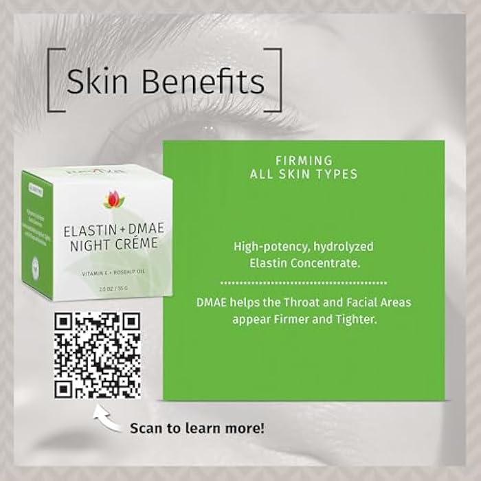 Reviva Labs Elastin and DMAE Cream – Firming Night Cream for Face, Neck, and Throat Area – Facial Moisturizer for Women, Tightening and Lifting Cream, 2 oz - Image 5