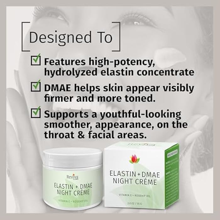 Reviva Labs Elastin and DMAE Cream – Firming Night Cream for Face, Neck, and Throat Area – Facial Moisturizer for Women, Tightening and Lifting Cream, 2 oz - Image 4