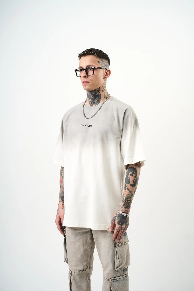 RESPIRE Men's Res Studio Text Oversize T-Shirt, Ecru