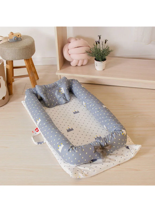 Bumble & Bird Baby Nest For Newborn Baby Bassinet For Bed Breathable100% Cotton Hypoallergenic With Pillowportable Grey