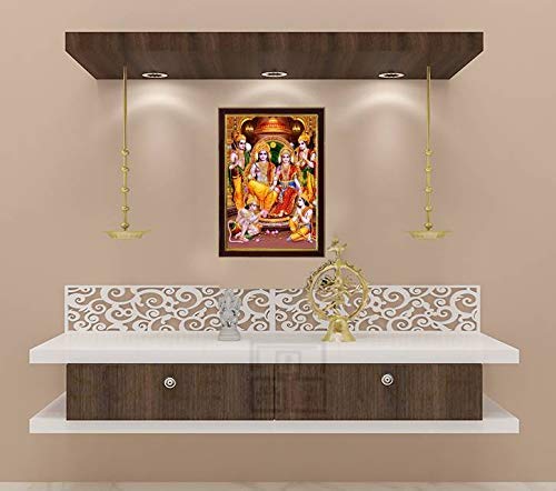 SAF Ram Darbar Sparkle Coated Framed Home Decorative Gift Item Painting (13.25 inch x 9.25 inch) SAFR3276 (Religious)-Multicolour - Image 2