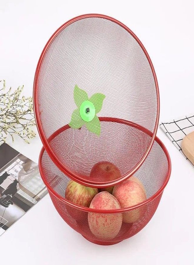 Dhakshy Apple Shape Fruits & Vegetables Basket for Kitchen With Net Cover Lid Steel Big Size for Dinning Home Net Cover Protective Fruits Vegetables Storage Basket For Kitchen (PACK OF 1) - Image 5