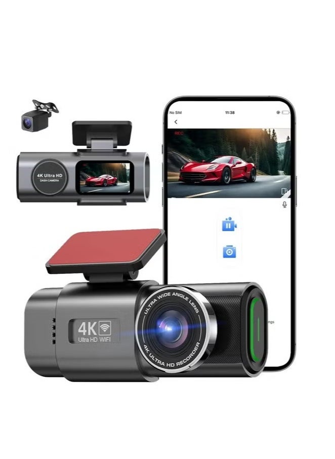JAJEEK CarLog 4K Dual Dash Cam Driving Recorder with WiFi – Front & Rear Car Camera for Full HD Loop Recording | Night Vision, Motion Detection, G-Sensor, Parking Monitor & Wide-Angle Lens | Reliable Car Security Camera DVR System  - Image 4