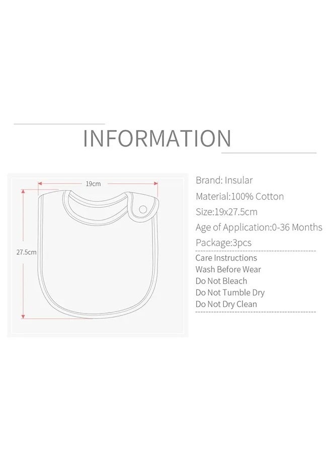 insular 3 Piece Cute Animals Embroidered Soft Cotton And Skin Friendly Children Bibs  - Image 5