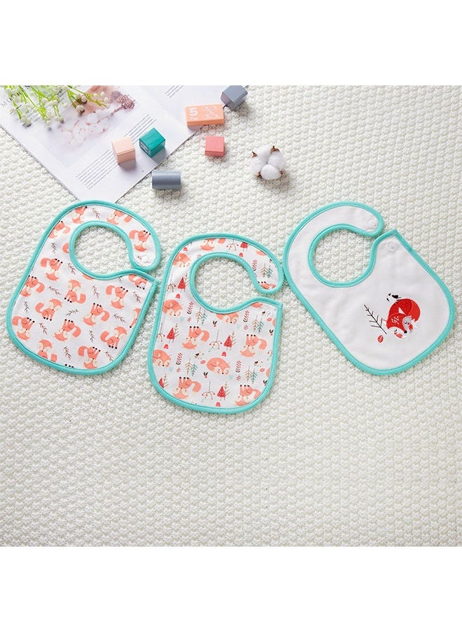 insular 3 Piece Cute Animals Embroidered Soft Cotton And Skin Friendly Children Bibs  - Image 2
