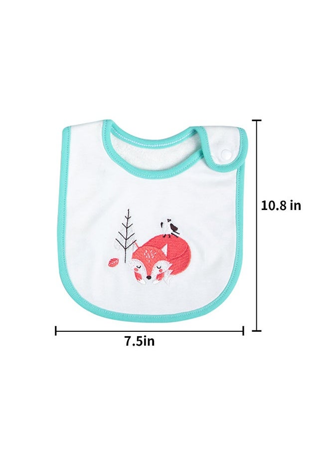 insular 3 Piece Cute Animals Embroidered Soft Cotton And Skin Friendly Children Bibs  - Image 3