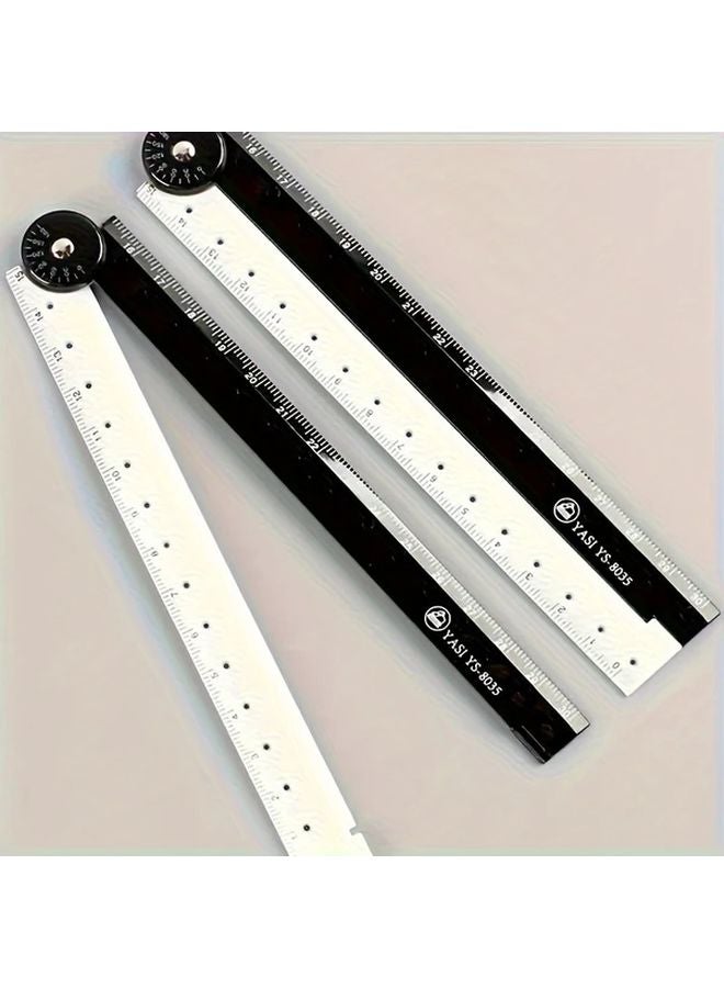 5pcs Black And White Foldable Ruler Stackable Design Precision Markings Student School Supplies - Image 3