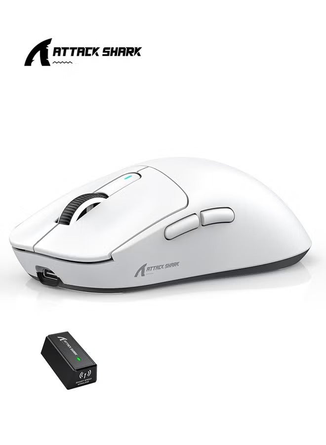 Attack Shark X3PRO 4K/8K Lightweight Wireless Gaming Mouse with Tri-Mode(Wired/2.4GHz/BT),PAW3395 Optical Sensor,26K DPI,Kailh GM8.0 Switch,Long Battery,7 Buttons for PC/Laptop/Win/Mac(White) - Image 1