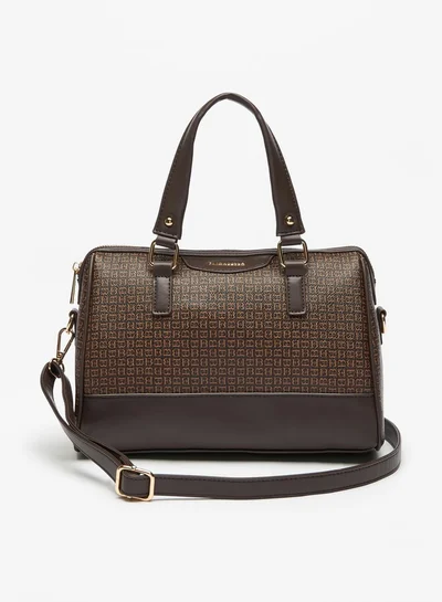 Flora Bella By Shoexpress Women's Textured Bowler Bag with Double Handles and Zip Closure