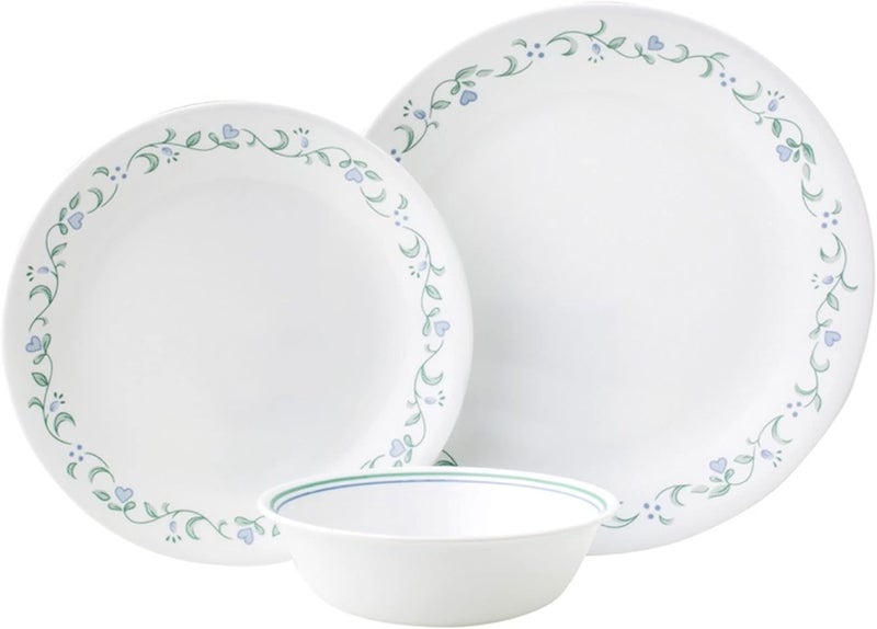 Corelle طقم أدوات المائدة كوريل 12 قطعة طقم ريفي للعشاء لـ 4 أشخاص 4 أطباق عشاء أطباق جانبية 3 سلطانيات أكثر متانة نصف المساحة وزن السيراميك يصل إلى 80 زجاج معاد تدويره 1146844 - Image 1