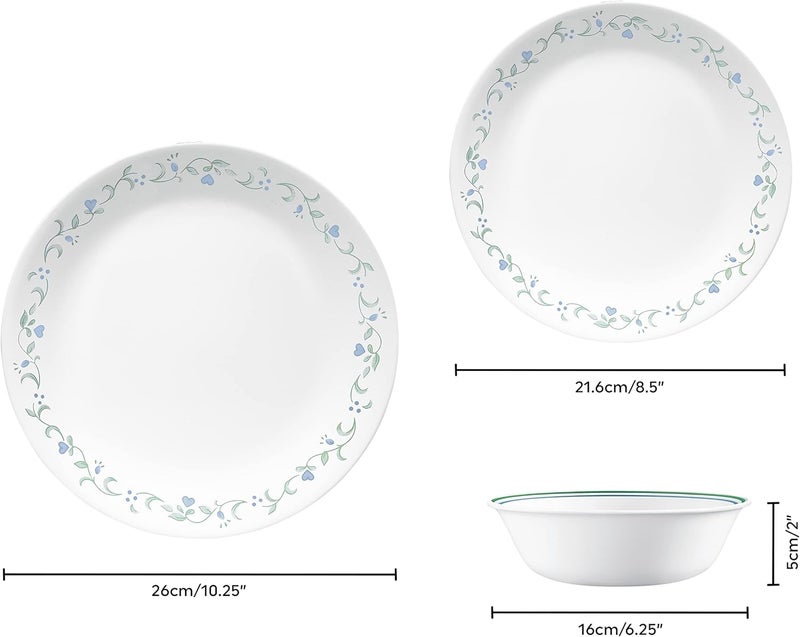 Corelle طقم أدوات المائدة كوريل 12 قطعة طقم ريفي للعشاء لـ 4 أشخاص 4 أطباق عشاء أطباق جانبية 3 سلطانيات أكثر متانة نصف المساحة وزن السيراميك يصل إلى 80 زجاج معاد تدويره 1146844 - Image 2