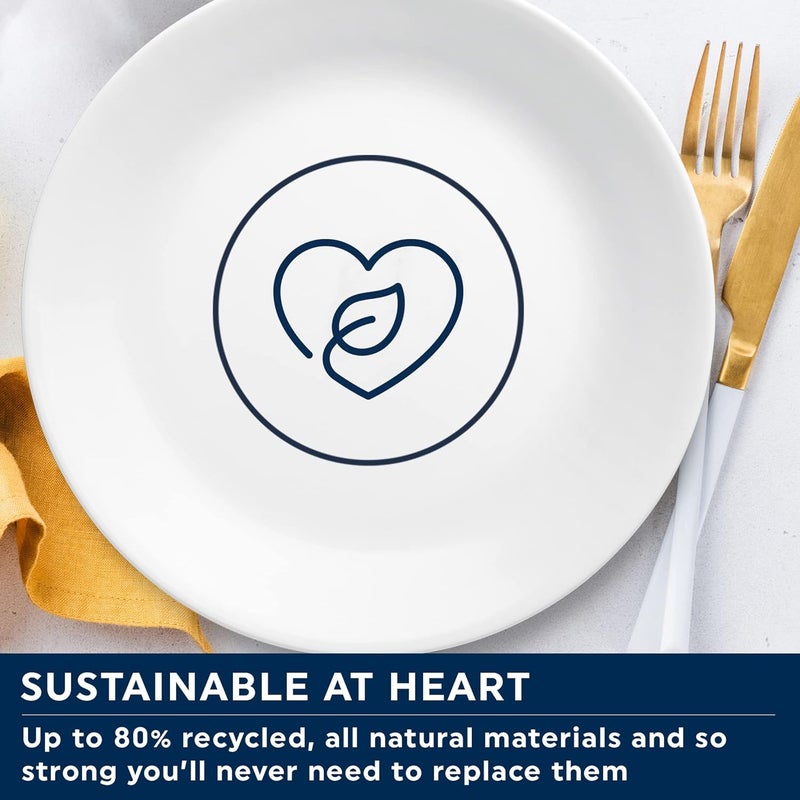 Corelle طقم أدوات المائدة كوريل 12 قطعة طقم ريفي للعشاء لـ 4 أشخاص 4 أطباق عشاء أطباق جانبية 3 سلطانيات أكثر متانة نصف المساحة وزن السيراميك يصل إلى 80 زجاج معاد تدويره 1146844 - Image 5