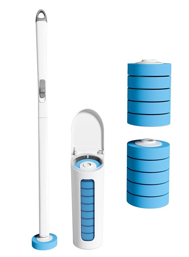 CQT Disposable Toilet Bowl Brush with Toilet Wand 10 Refill Heads, Toilet Bowl Cleaner Wands,Toilet Cleaning System Starter Kit(Wand+10 Refills) - Image 1