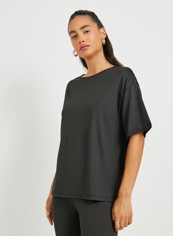 Take Two Slogan Print Back Oversized T-Shirt and Leggings Co-Ords