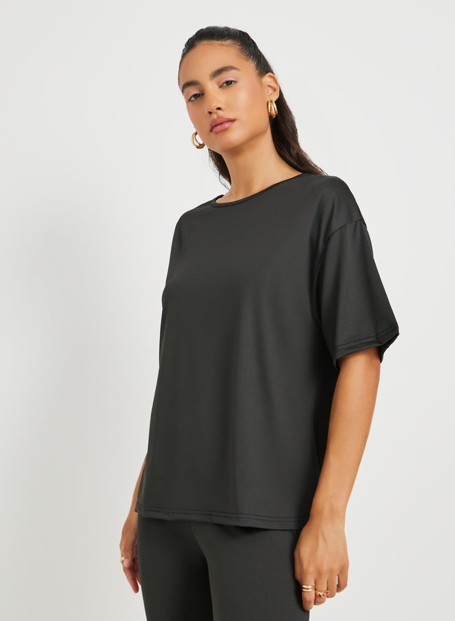 Take Two Slogan Print Back Oversized T-Shirt and Leggings Co-Ords  - Image 3